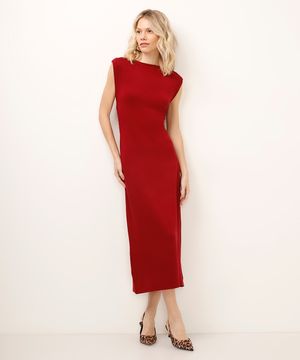 vestido midi de viscose com franzido vinho