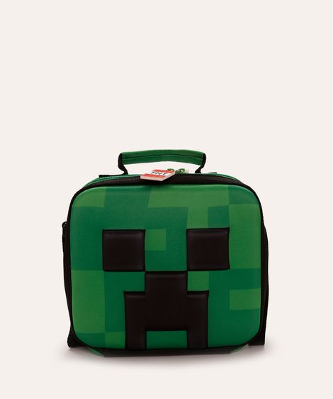 lancheira térmica infantil minecraft verde