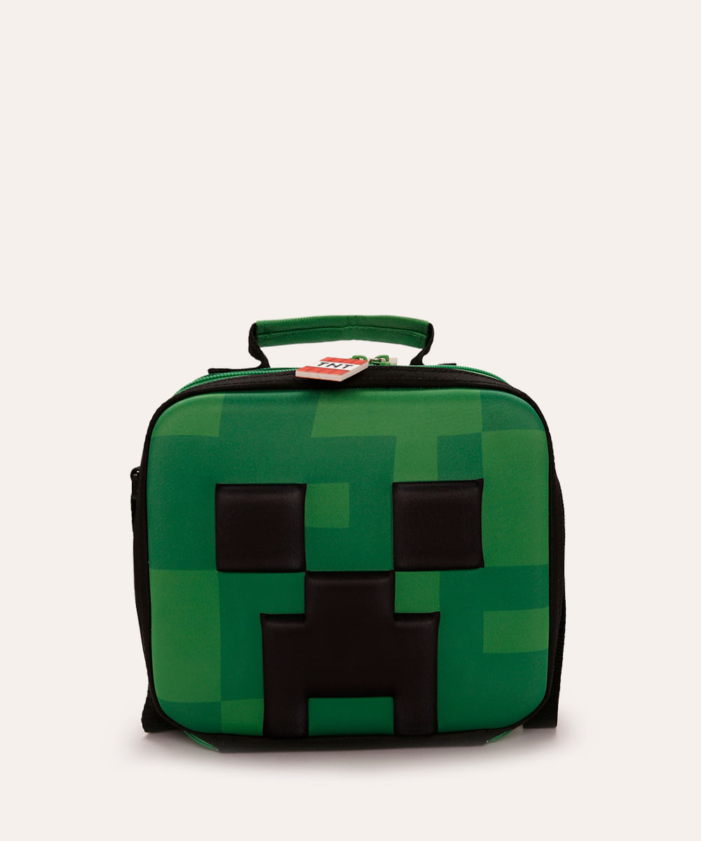 lancheira térmica infantil minecraft verde