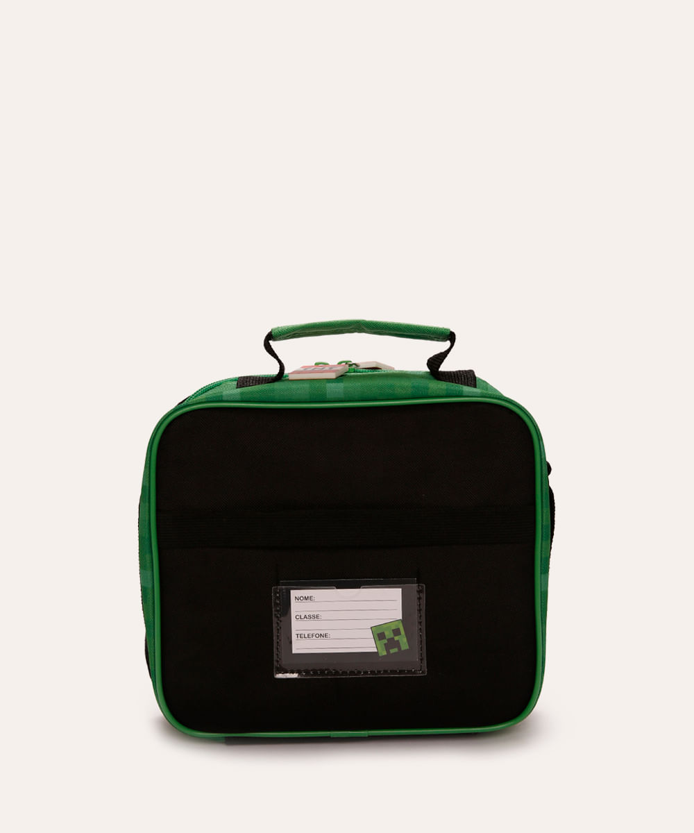 lancheira térmica infantil minecraft verde