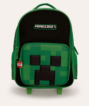 mochila com rodinhas infantil minecraft verde