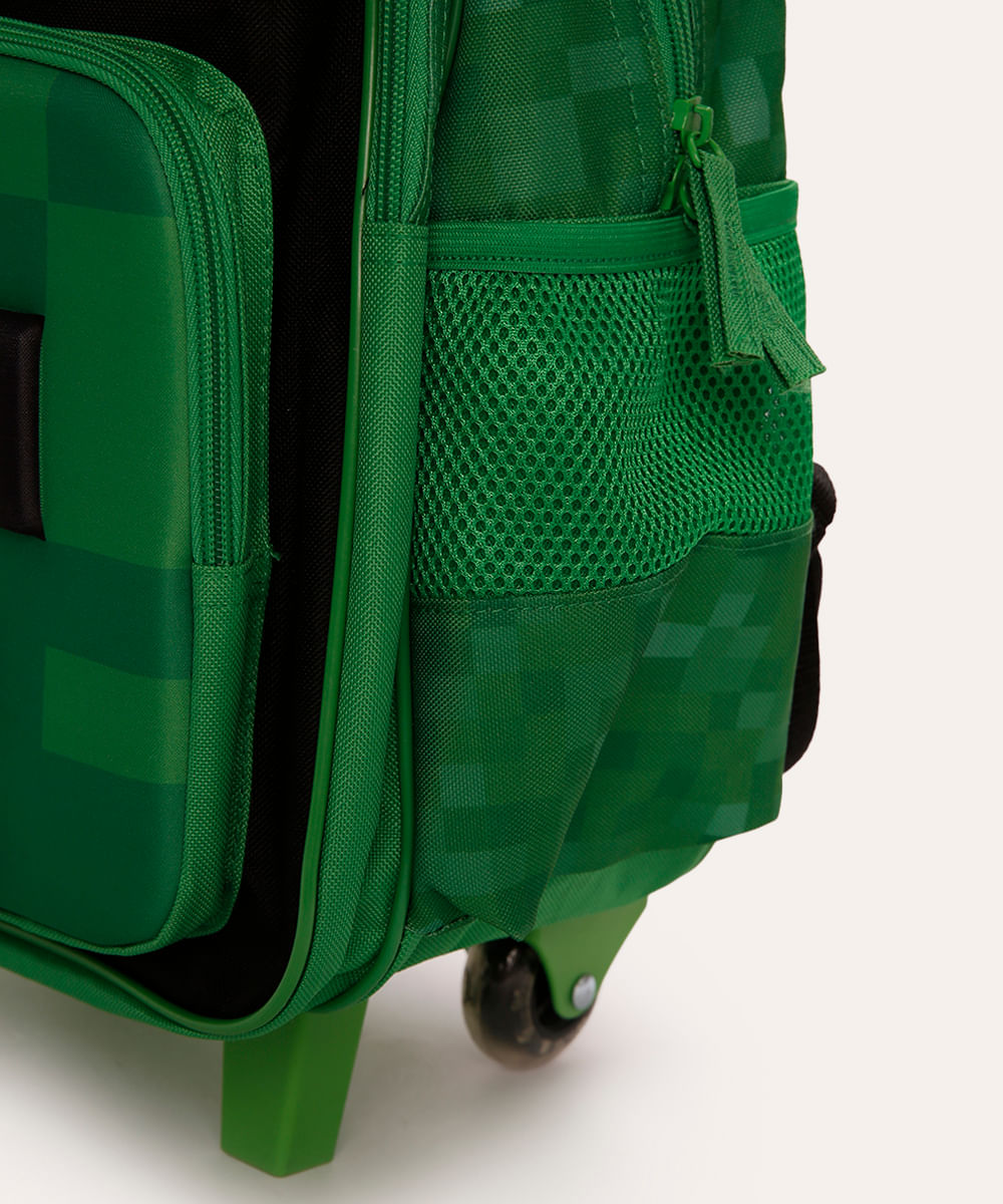 mochila com rodinhas infantil minecraft verde