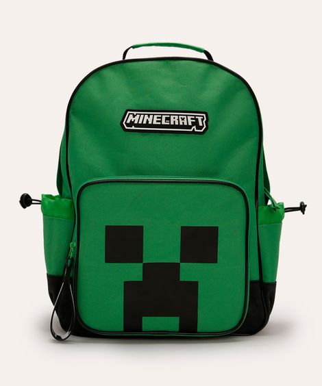 mochila infantil minecraft creeper verde