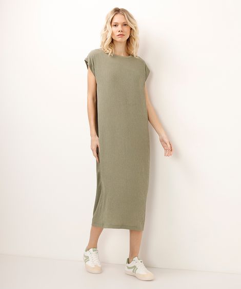 vestido midi muscle tee texturizado verde