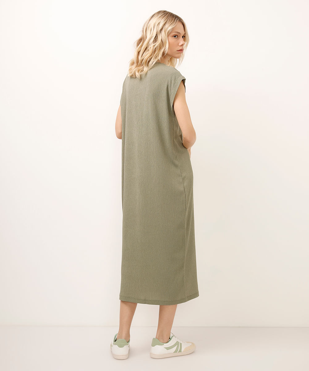 vestido midi muscle tee texturizado verde