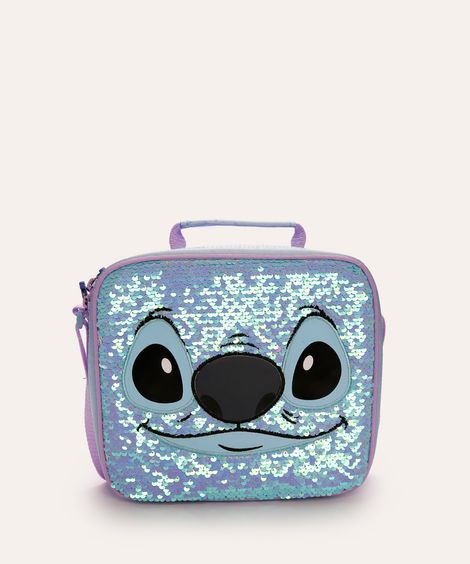 lancheira térmica stitch com paetês azul