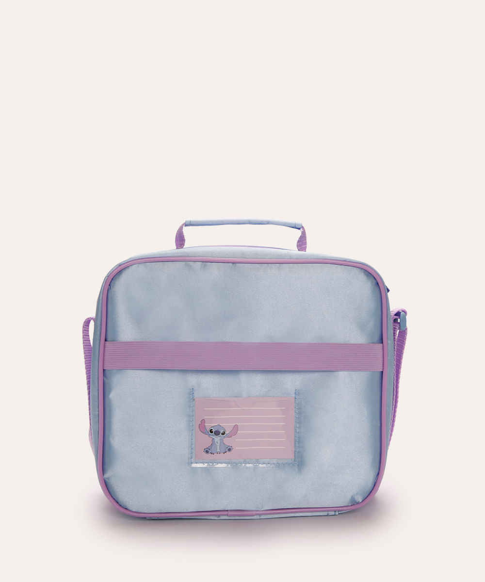 lancheira térmica stitch com paetês azul