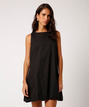 vestido balonê curto de algodão mindset preto