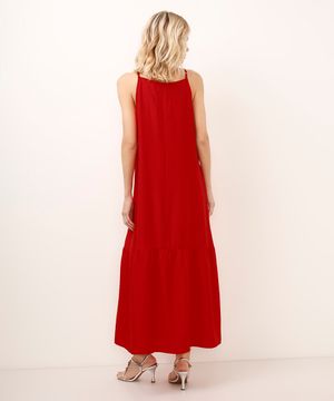 vestido midi de viscose halterneck  vermelho