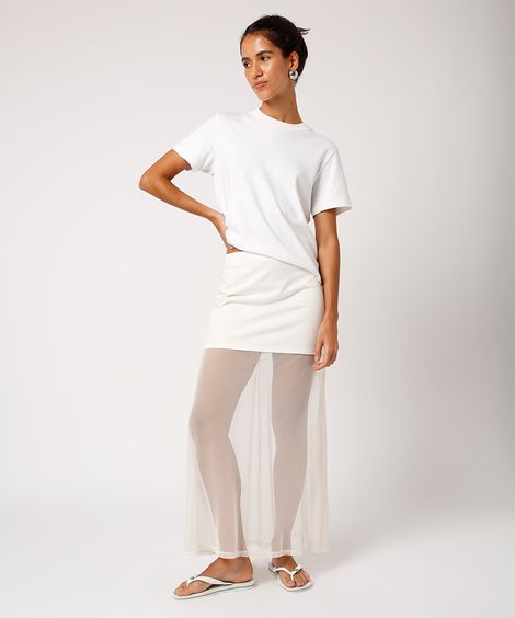 saia midi de tule mindset off white