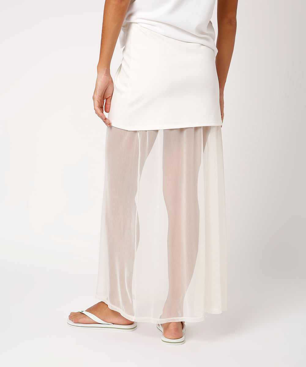 saia midi de tule mindset off white