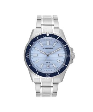 Relógio Mondaine Masculino Casual Prata e Azul