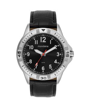 Relógio Mondaine Masculino Casual Pulseira Croco Prata