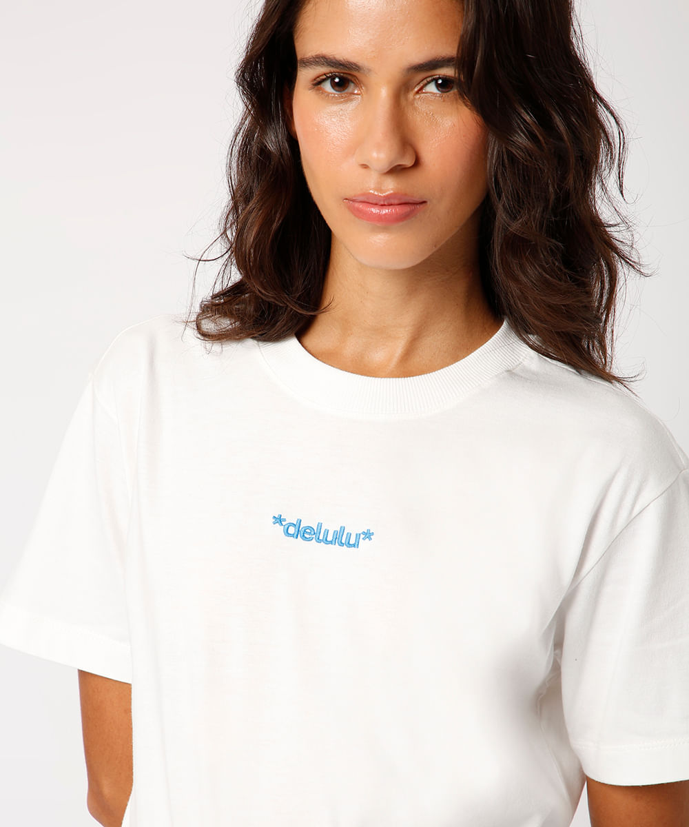 camiseta de algodão delulu mindset off white