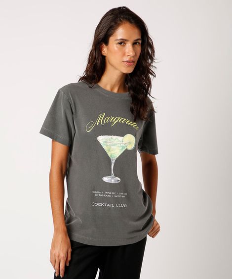 camiseta de algodão margarita mindset cinza