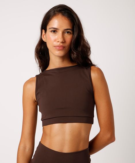 top decote canoa sem bojo mindset sport marrom