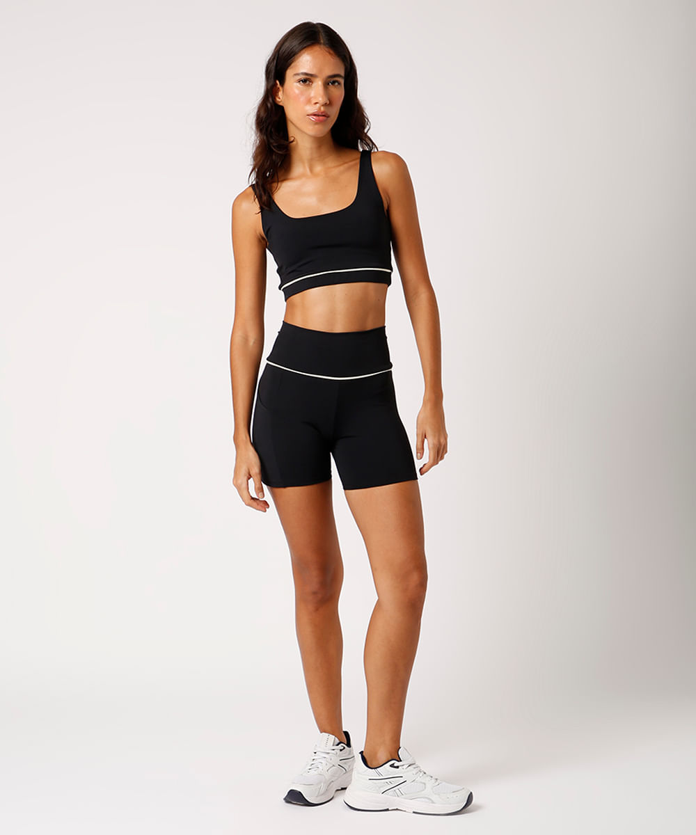 bermuda biker com bolsos bicolor mindset sport preta