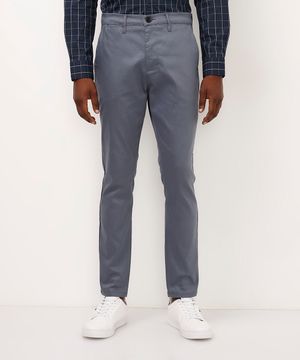 calça de sarja carrot bolso chino azul