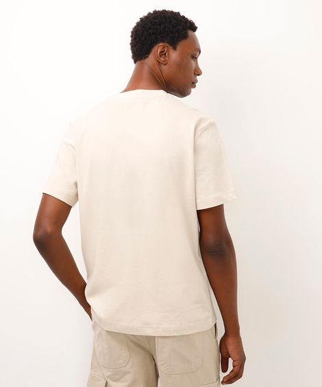 camiseta de algodão manga curta bege