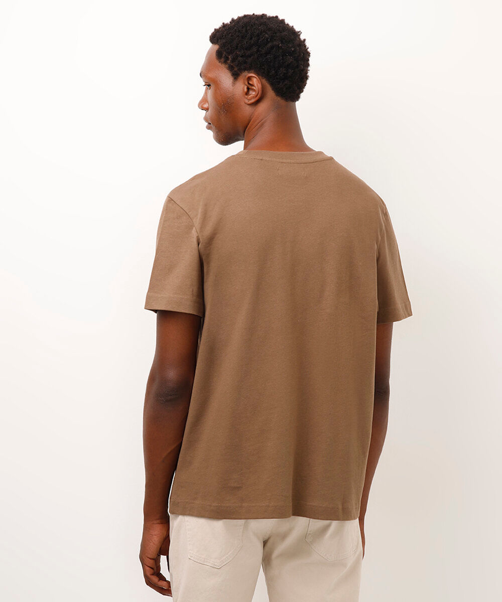 camiseta de algodão manga curta bege