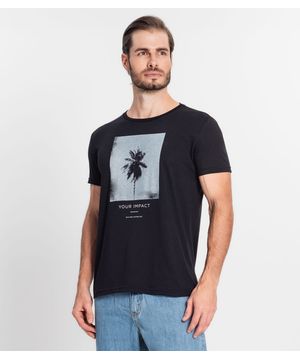 Camiseta Masculina Meia Malha Estampada Ultimato Preto