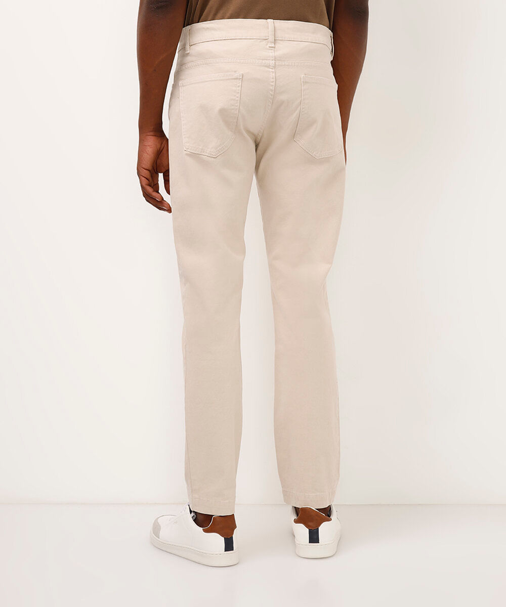 calça slim de sarja - areia