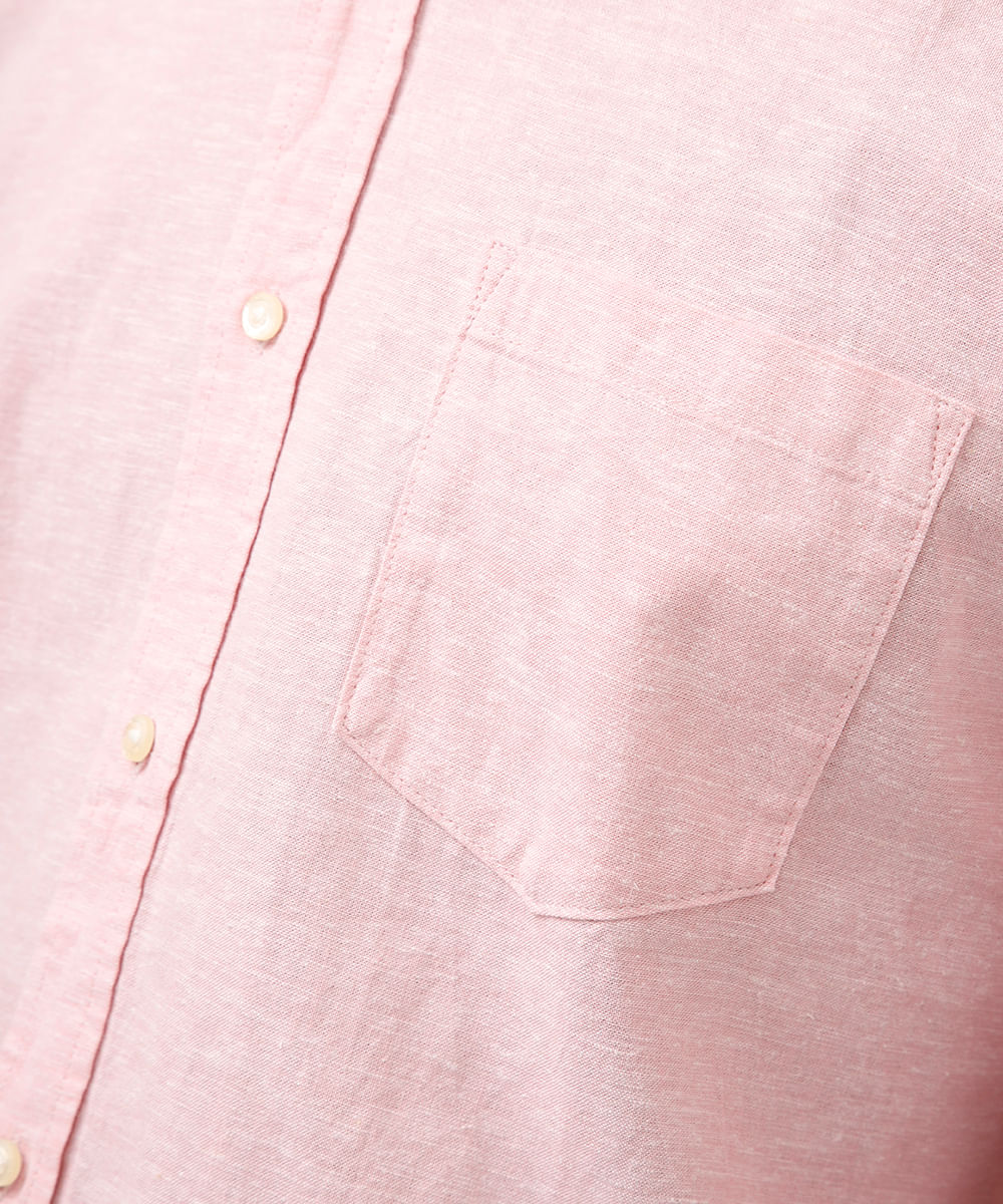 camisa comfort com linho manga longa rosa