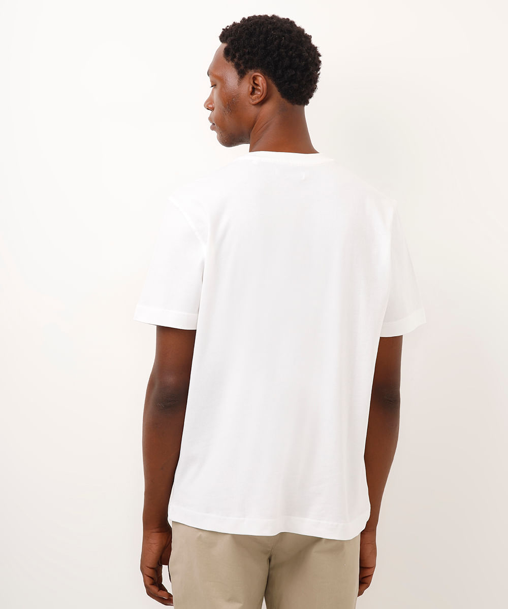 camiseta de algodão manga curta branca