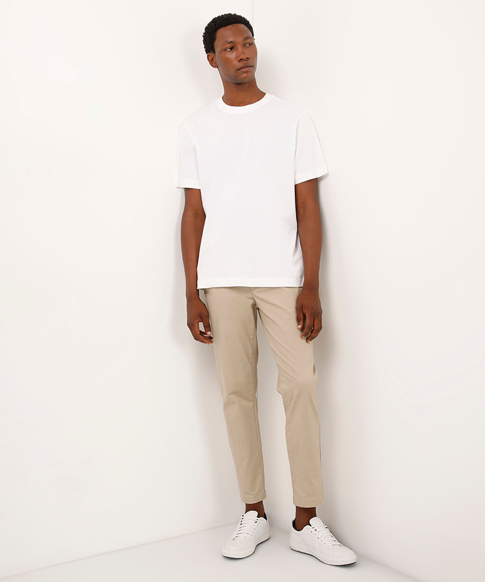 camiseta de algodão manga curta branca