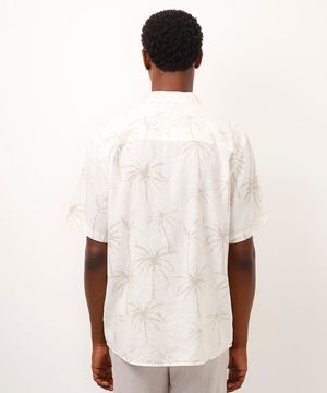 camisa comfort com linho coqueiros off white