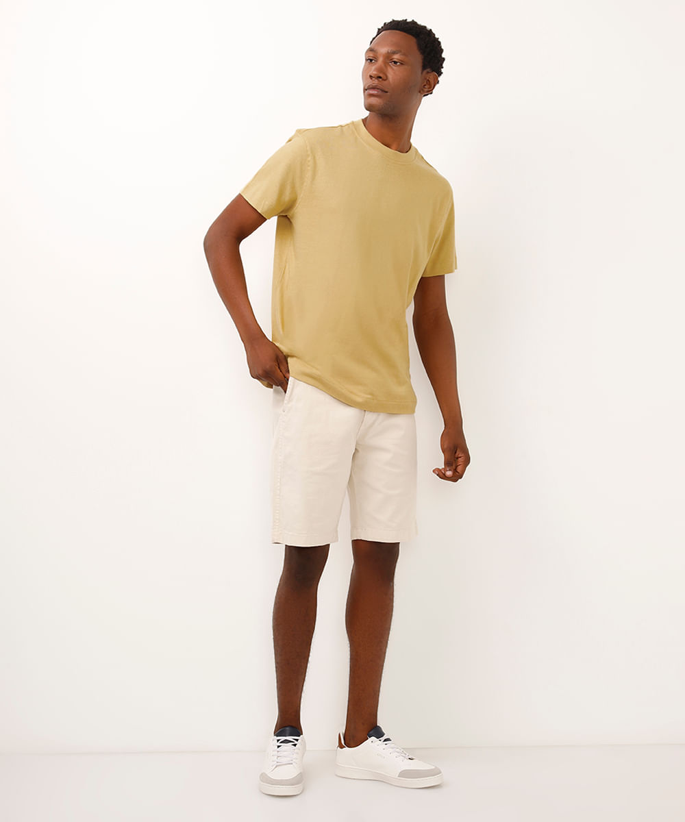 camiseta comfort com linho verde