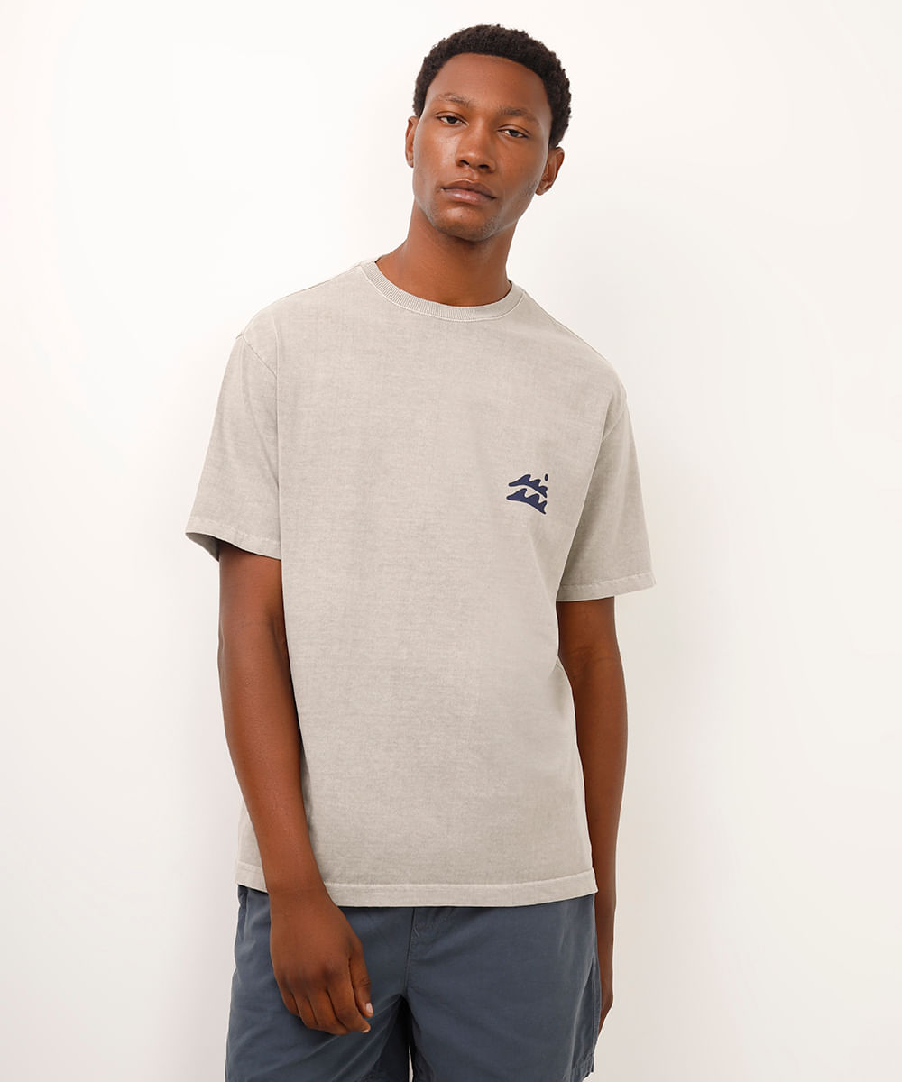 camiseta relaxed de algodão no bad waves cinza