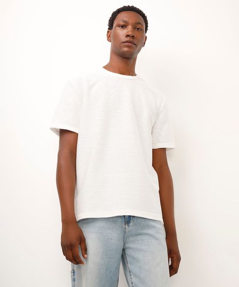 camiseta de algodão texturizada off white