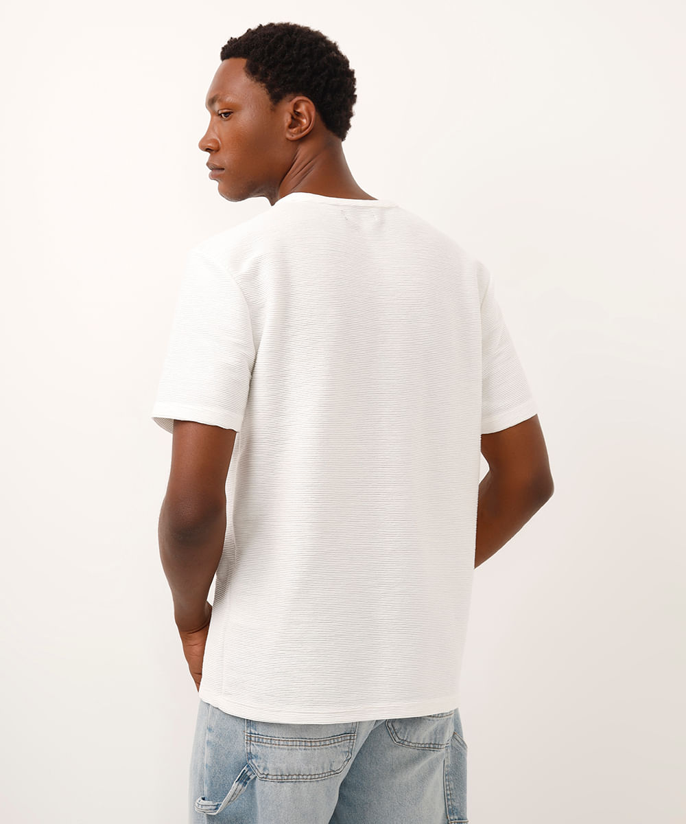 camiseta de algodão texturizada off white