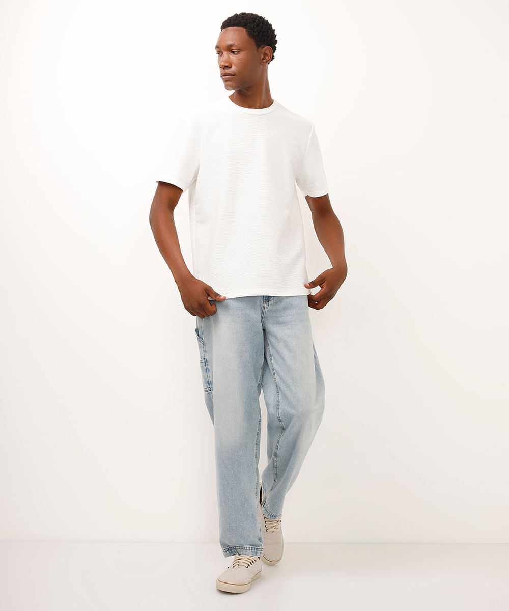 camiseta de algodão texturizada off white