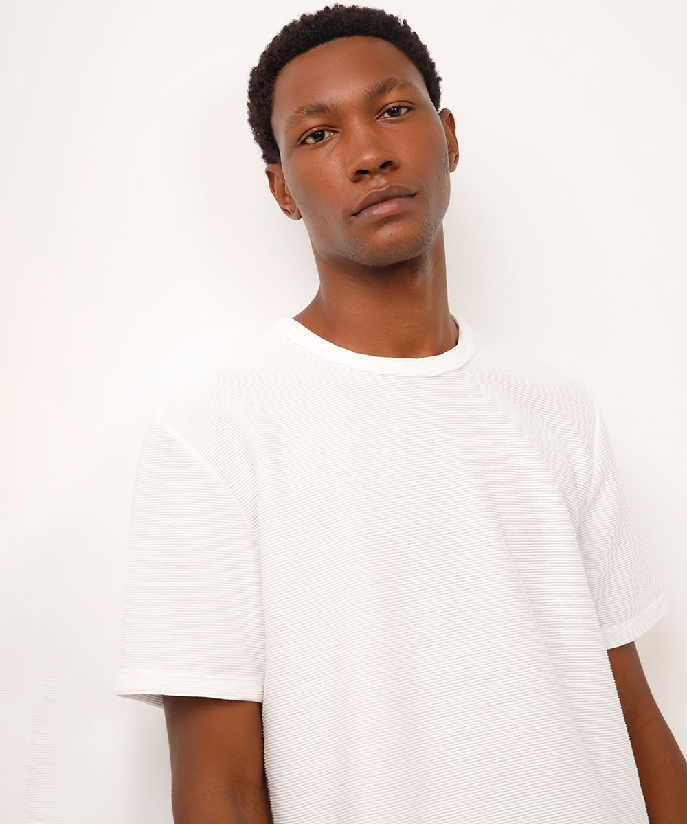 camiseta de algodão texturizada off white