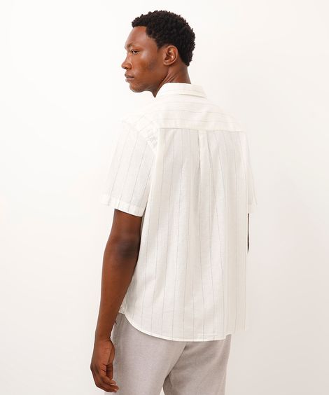 camisa comfort com linho listrada colorida