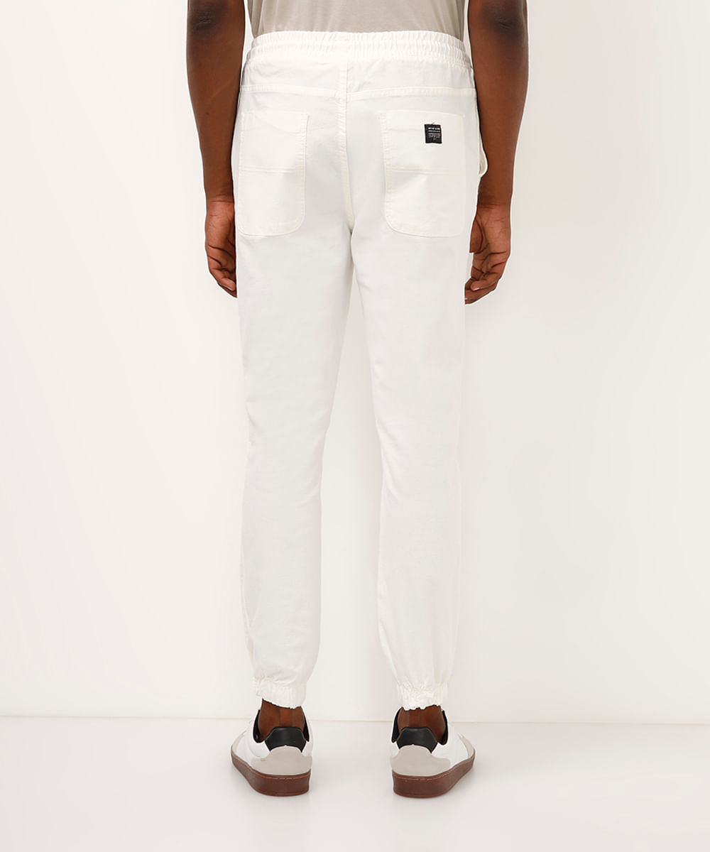 calça jogger de sarja off white
