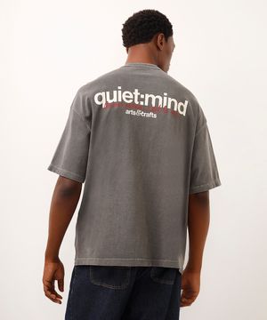 camiseta oversized de algodão quiet mind cinza