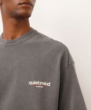 camiseta oversized de algodão quiet mind cinza