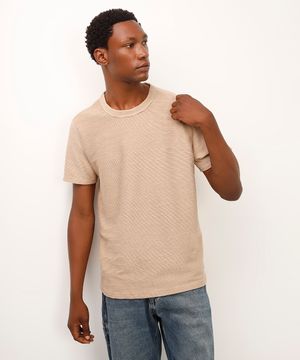 camiseta de algodão texturizada bege