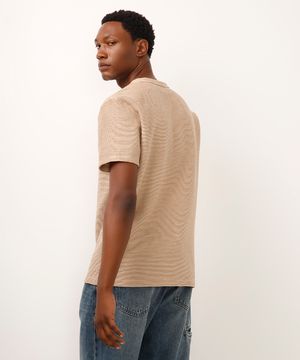 camiseta de algodão texturizada bege