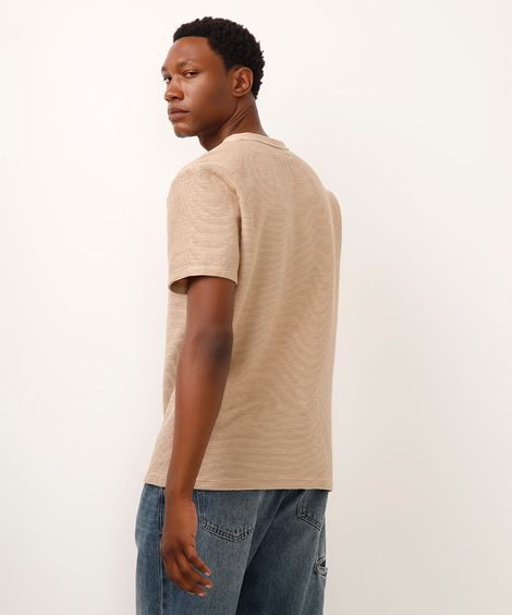 camiseta de algodão texturizada bege