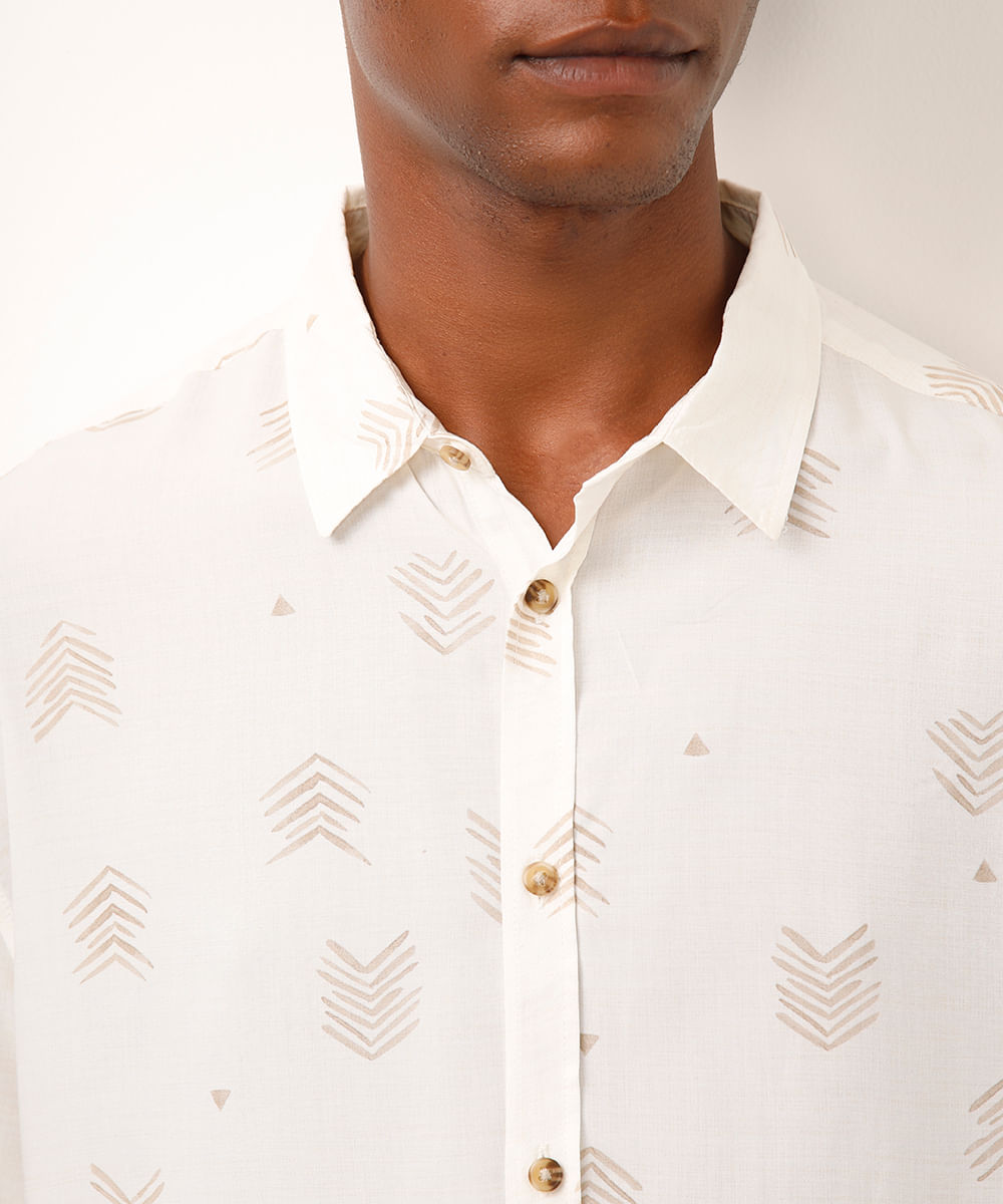 camisa relaxed de viscose folhagens - multicor