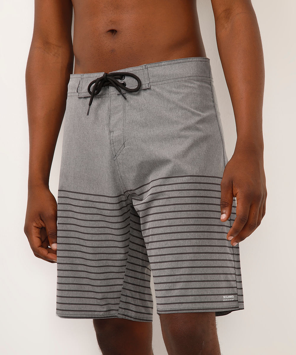 short boardshort  listrado cinza