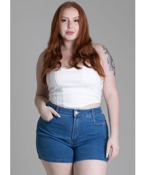 Shorts Jeans Sawary Plus Size azul