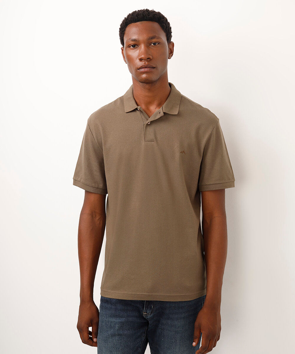 polo básica manga curta - bege escuro
