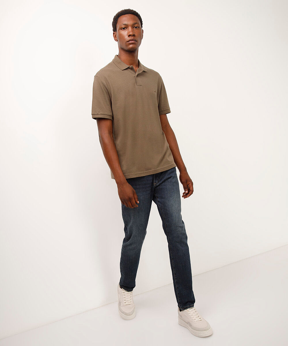 polo básica manga curta - bege escuro