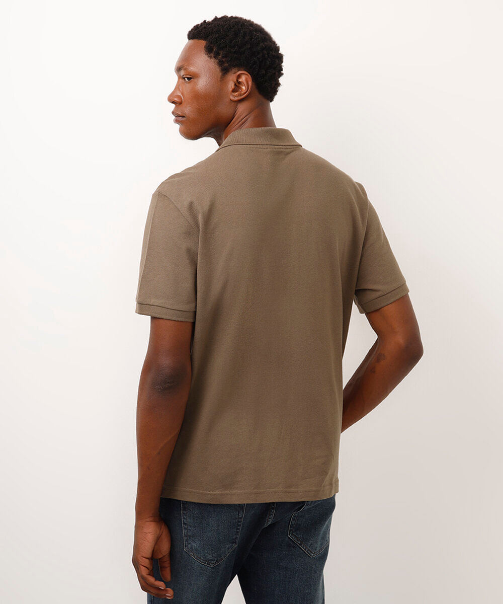 polo básica manga curta - bege escuro