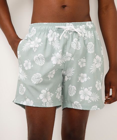 short cós com cordão folhagem verde